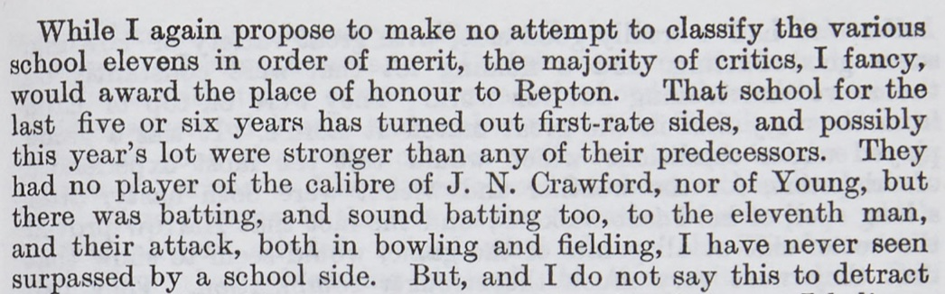 1908 Wisden comment